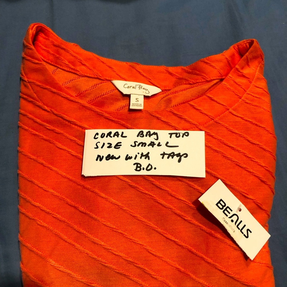 Coral Bay orange top shirt
